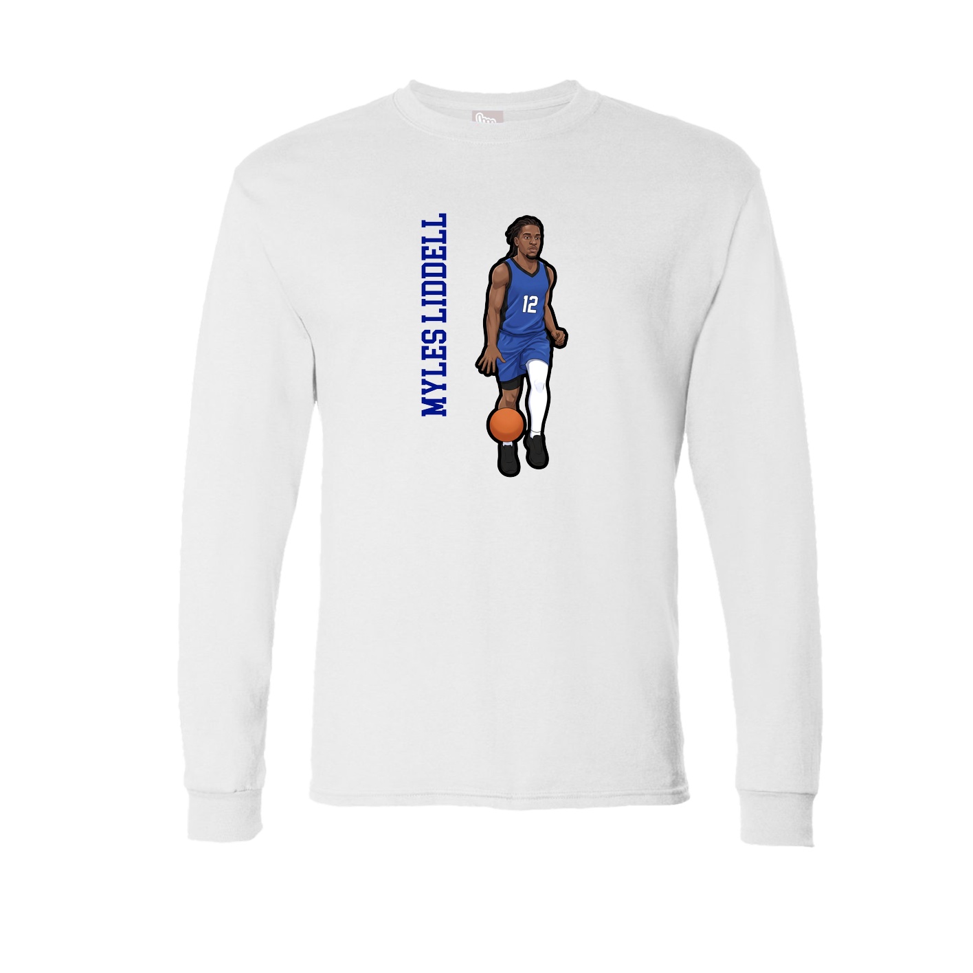 Long Sleeve Tee — Name Vertical in White