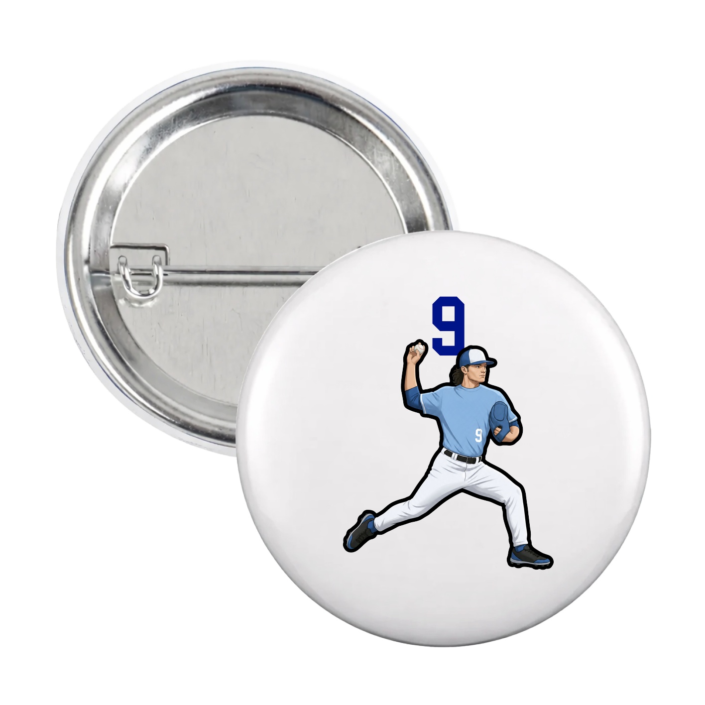 Game Day Button — Number Top in White