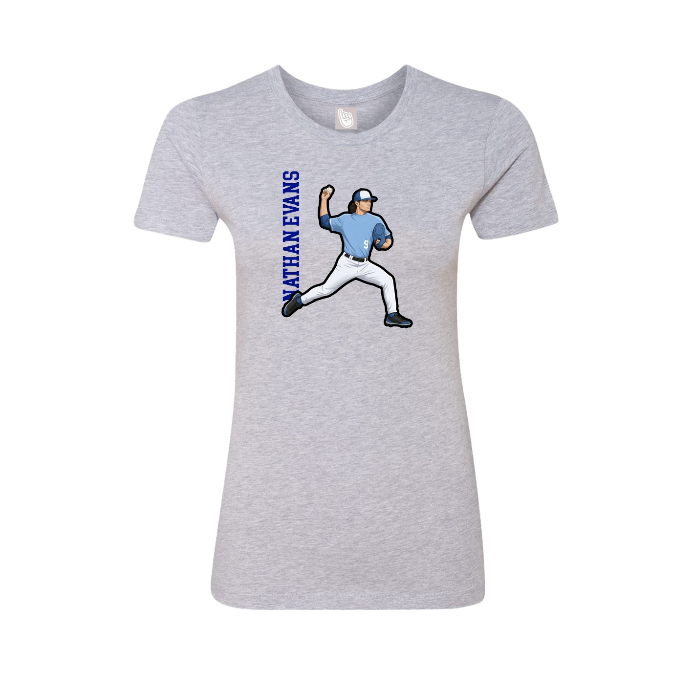 Fitted Women's Tee — Name Vertical in Grey