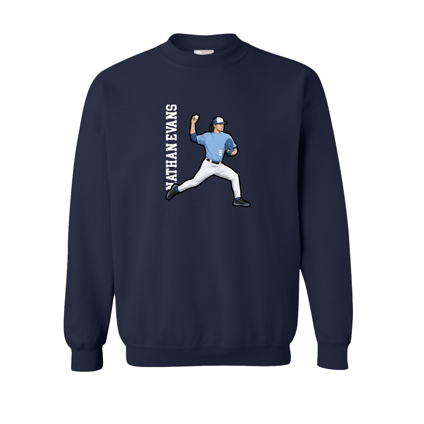 Fleece Crew — Name Vertical in Navy