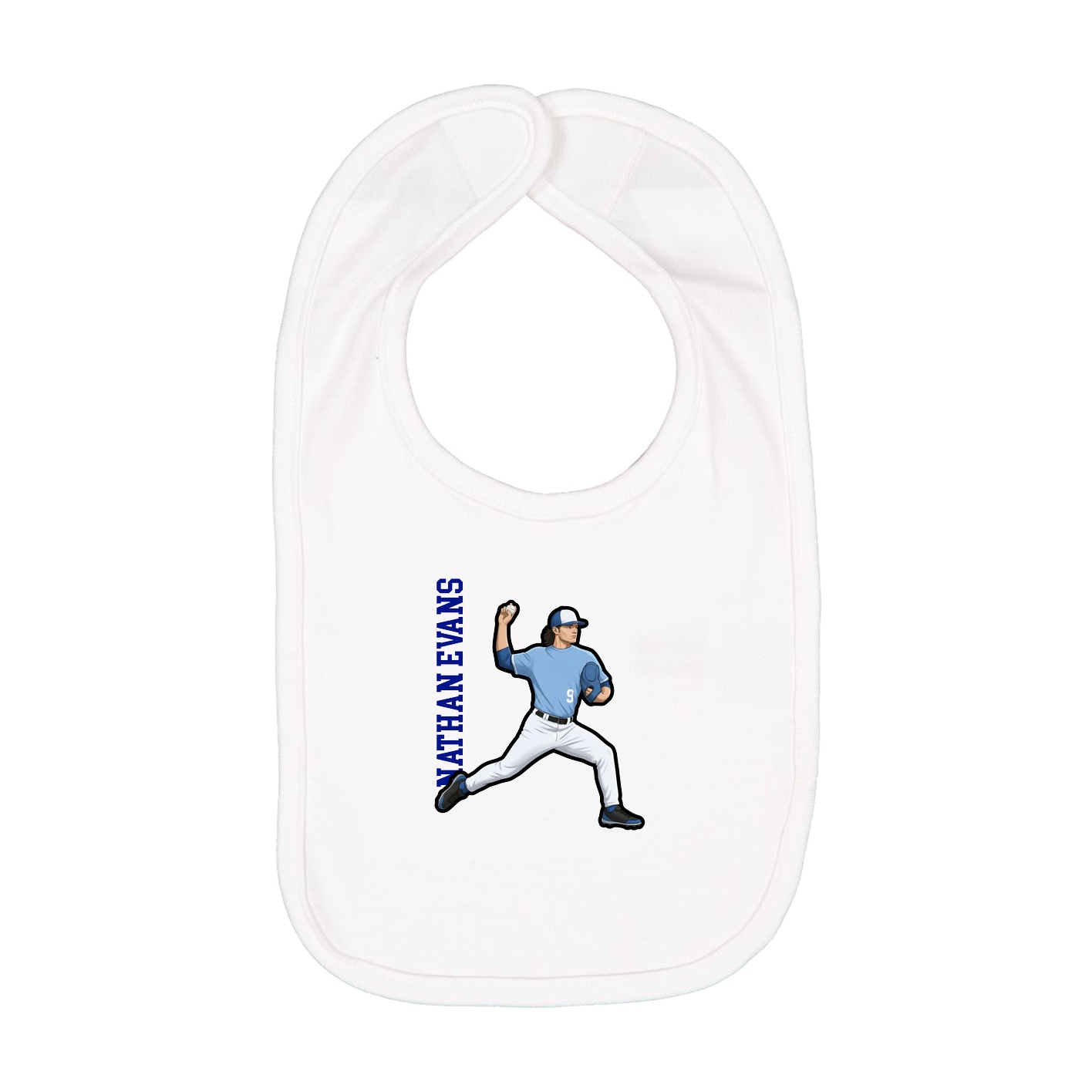 Infant Bib — Name Vertical in White
