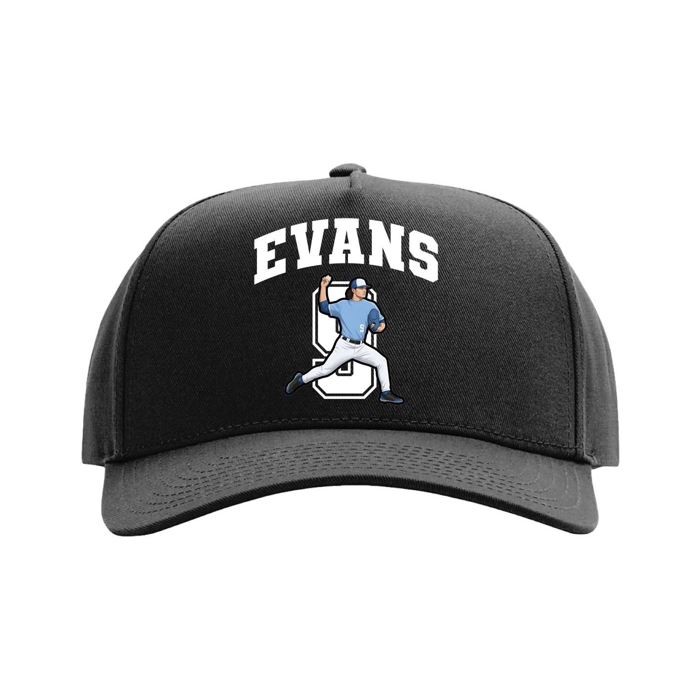 Full Fabric Five-Panel Champ Cap — Number in Black