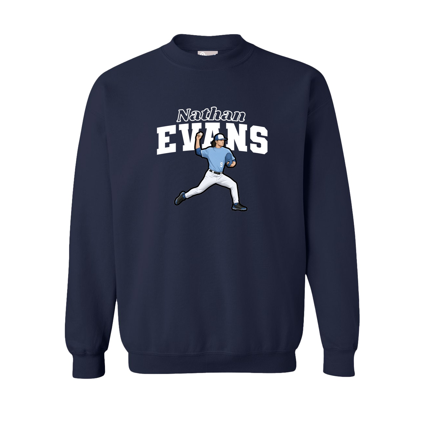 Fleece Crew — Name Arch in Navy