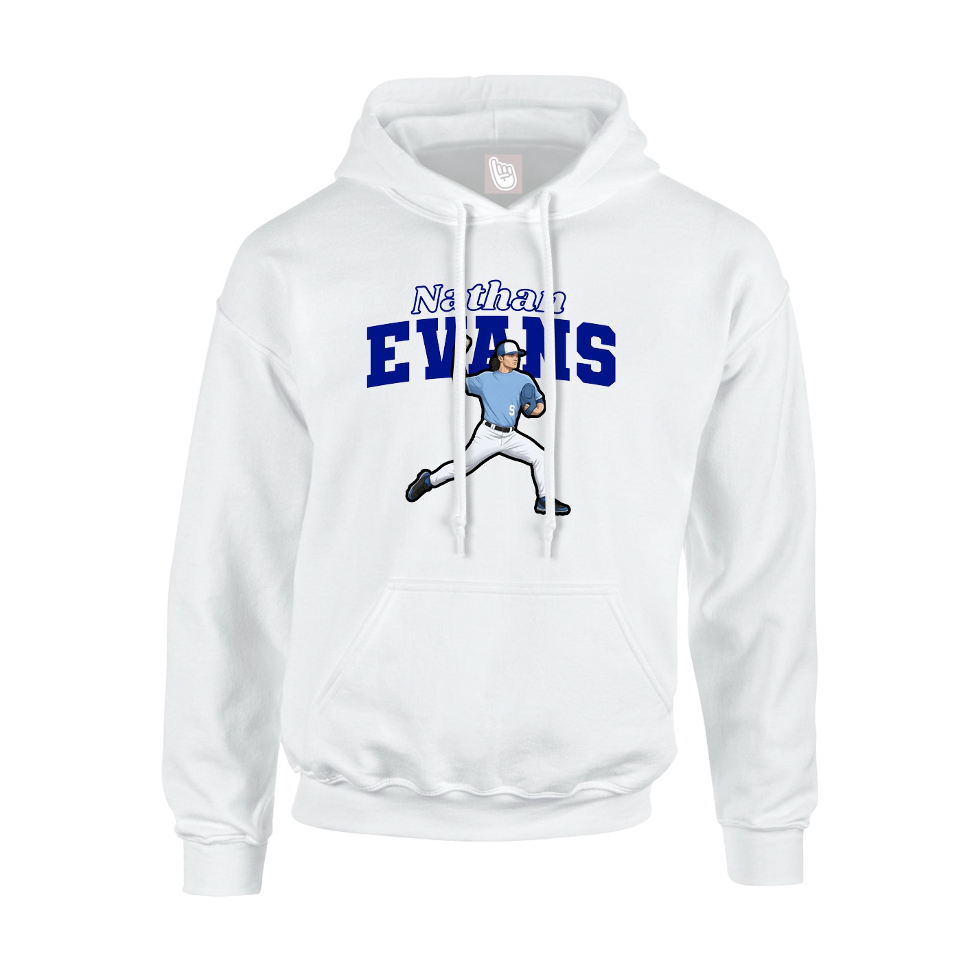 Youth Hoodie — Name Arch in White