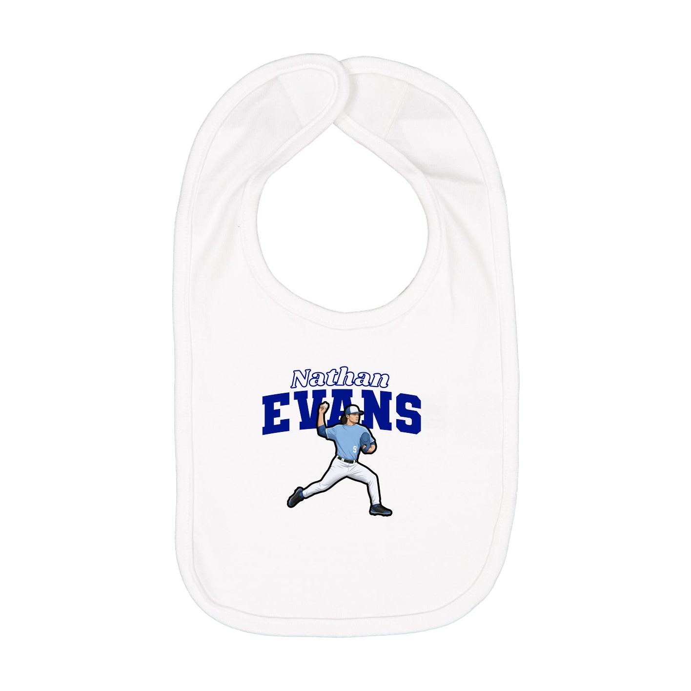 Infant Bib — Name Arch in White