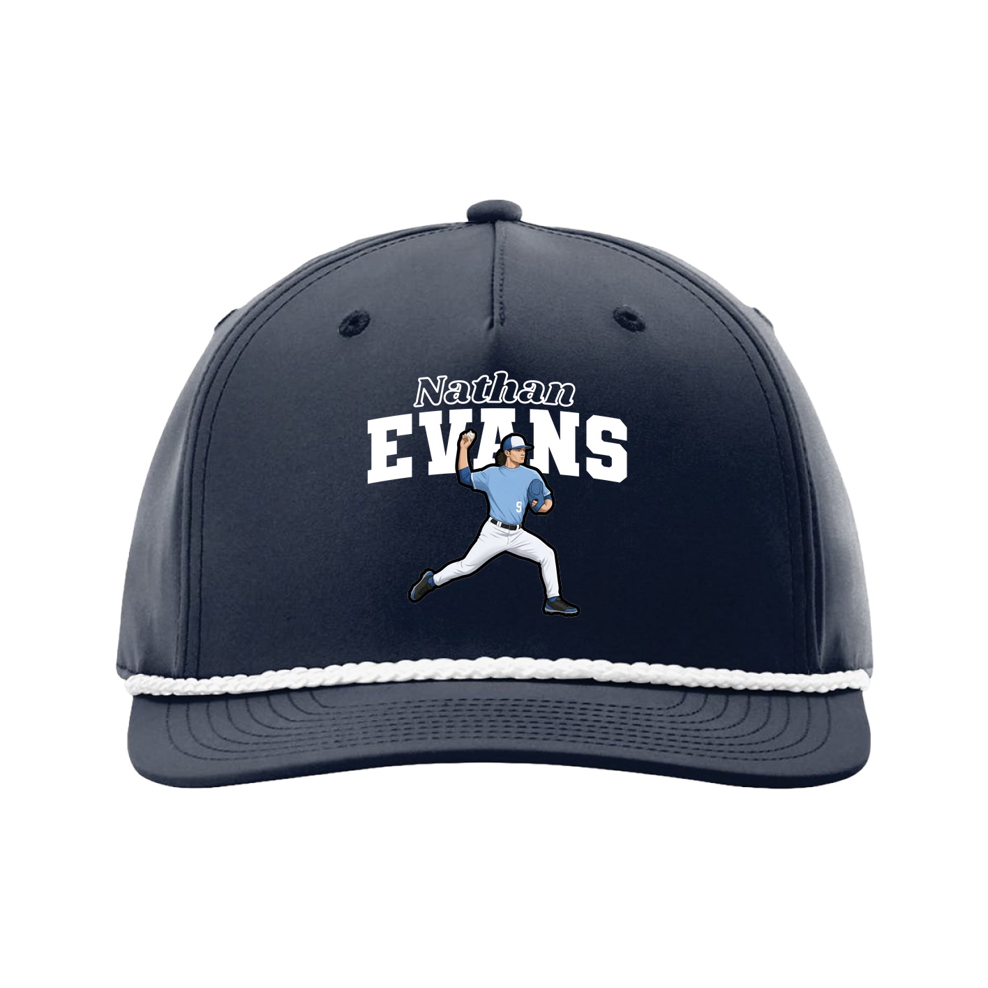 Five-Panel Classic Rope Cap — Name Arch in Navy