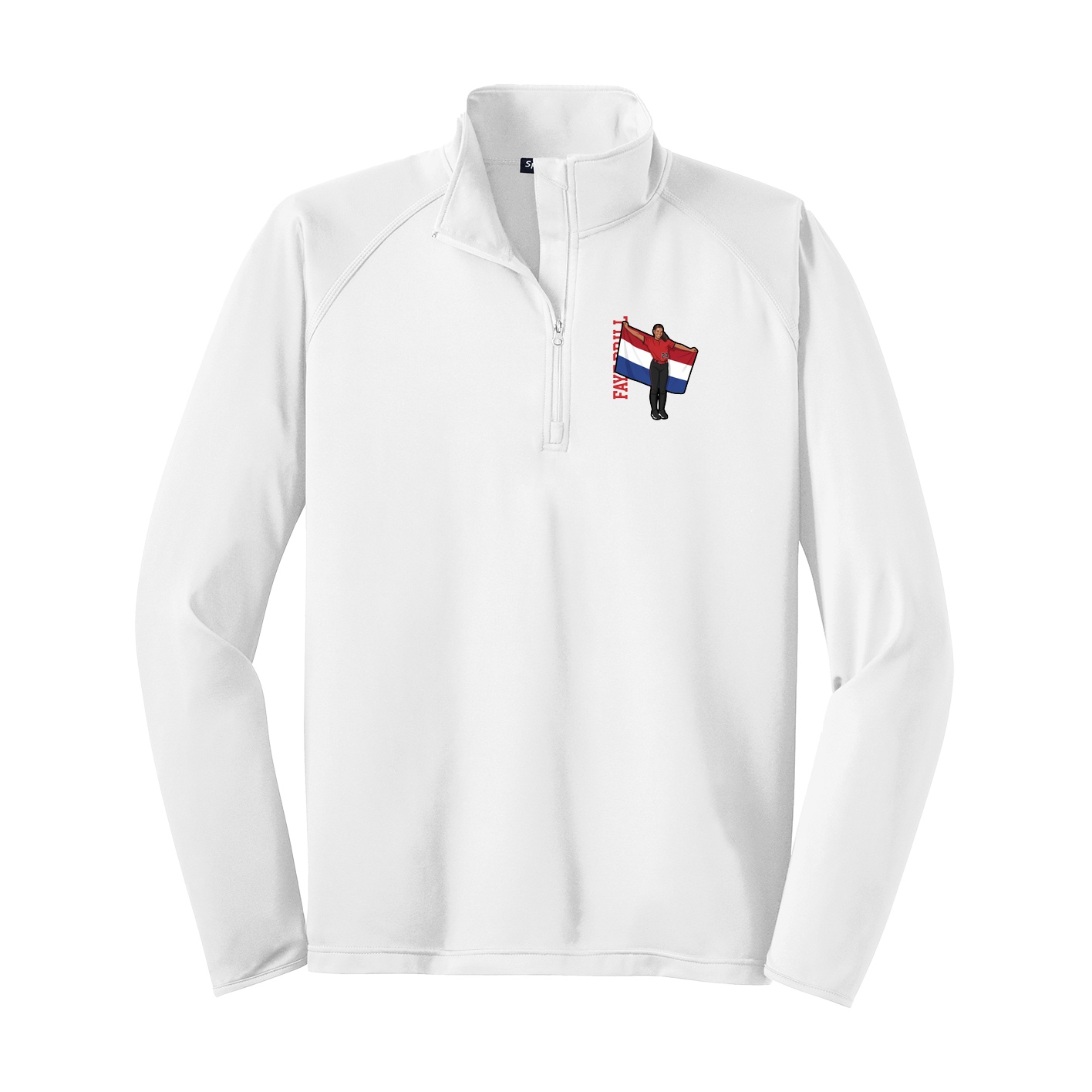 Q-Zip Pullover — Name Vertical in White