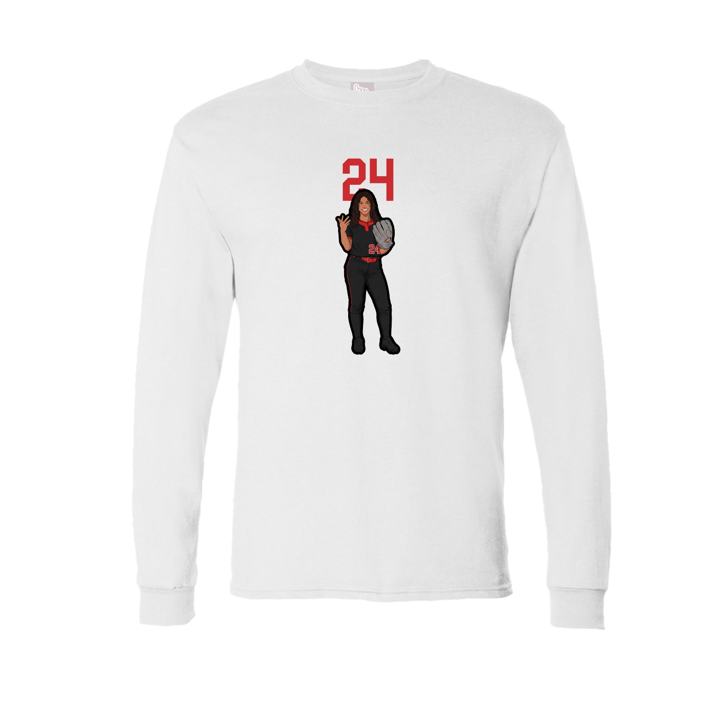 Long Sleeve Tee — Number Top in White