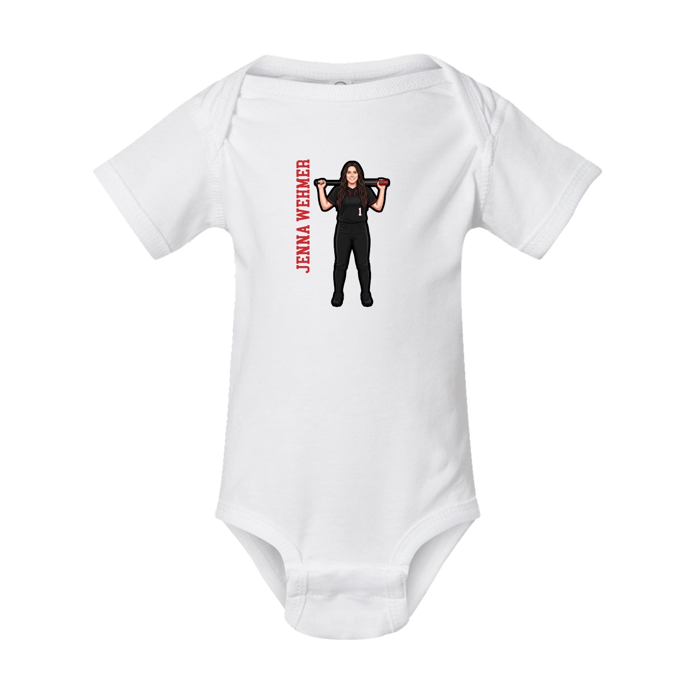 Baby Onesie — Name Vertical in White