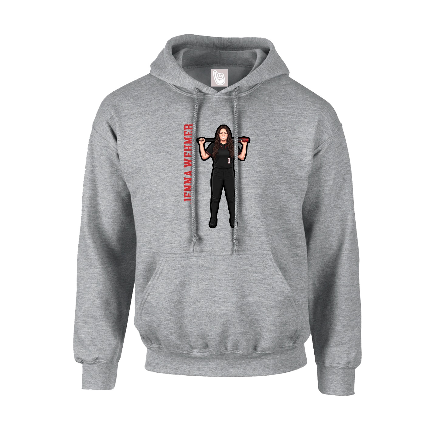 Hoodie — Name Vertical in Grey