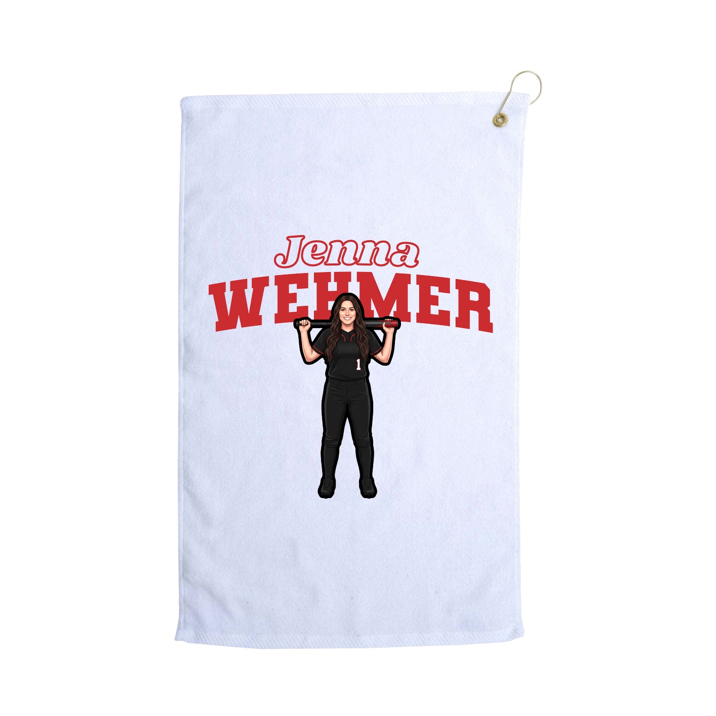 Golf Towel — Name Arch in White