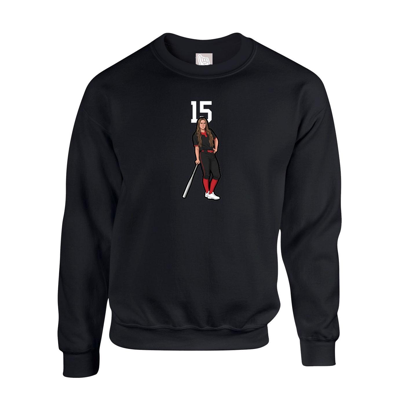 Fleece Crew — Number Top in Black