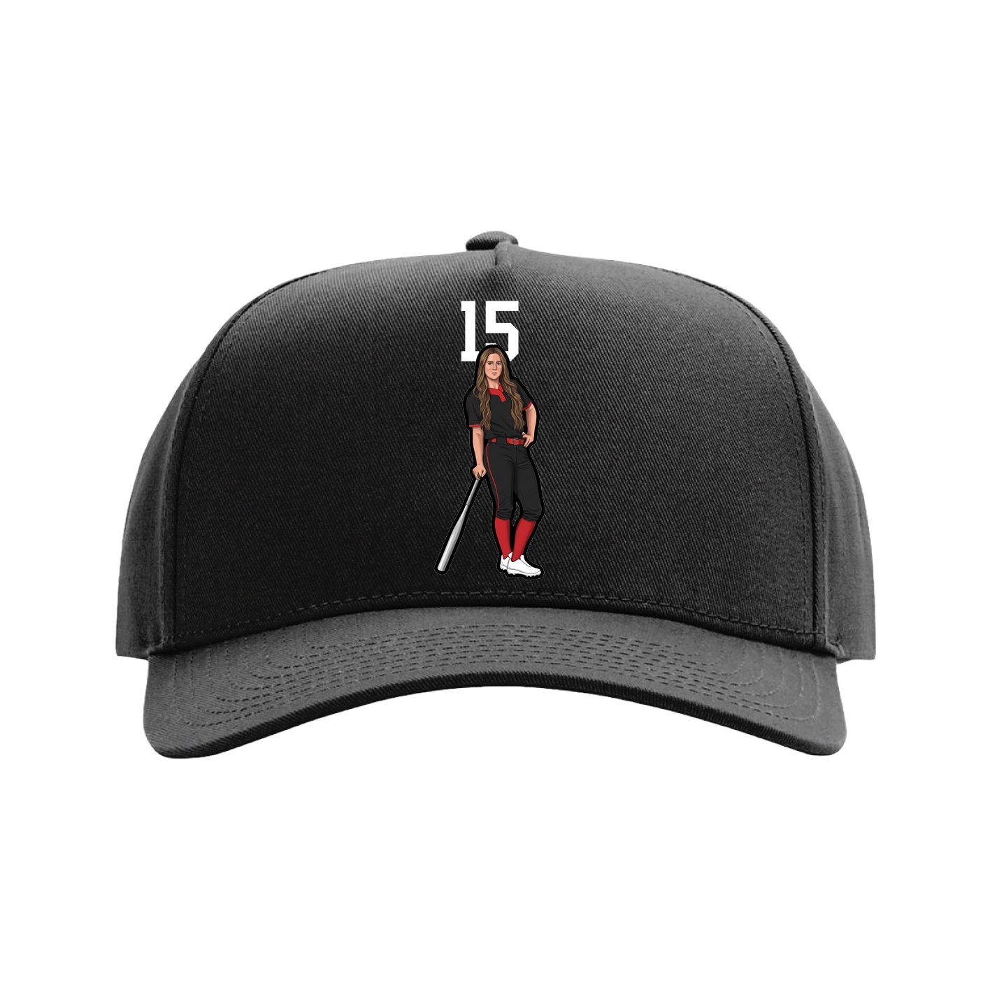 Full Fabric Five-Panel Champ Cap — Number Top in Black