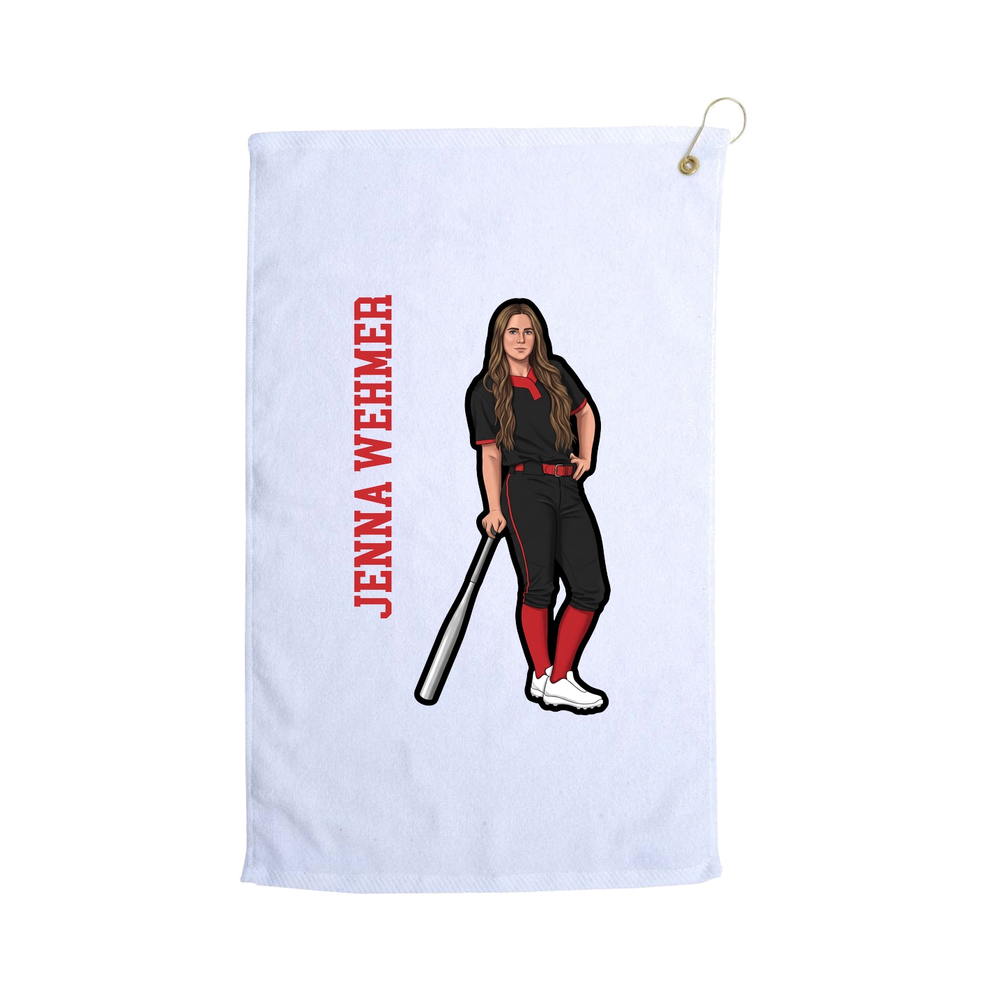 Golf Towel — Name Vertical in White
