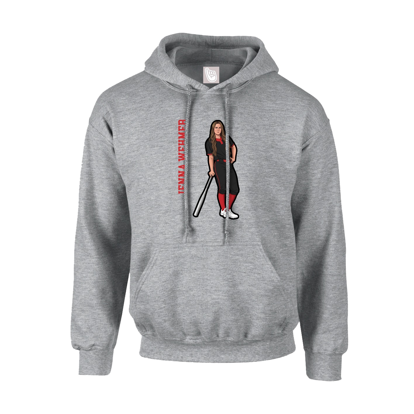 Youth Hoodie — Name Vertical in Grey