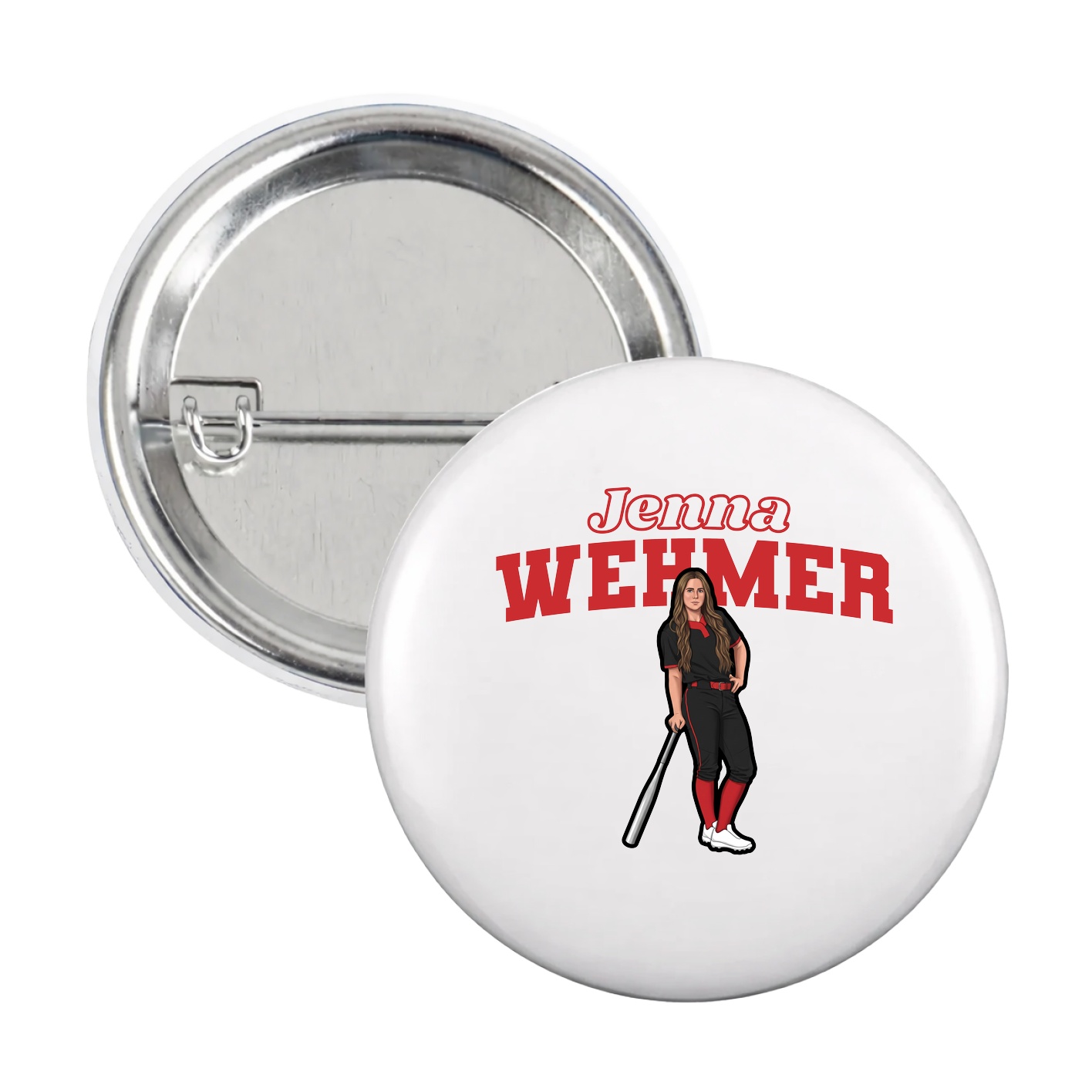 Game Day Button — Name Arch in White