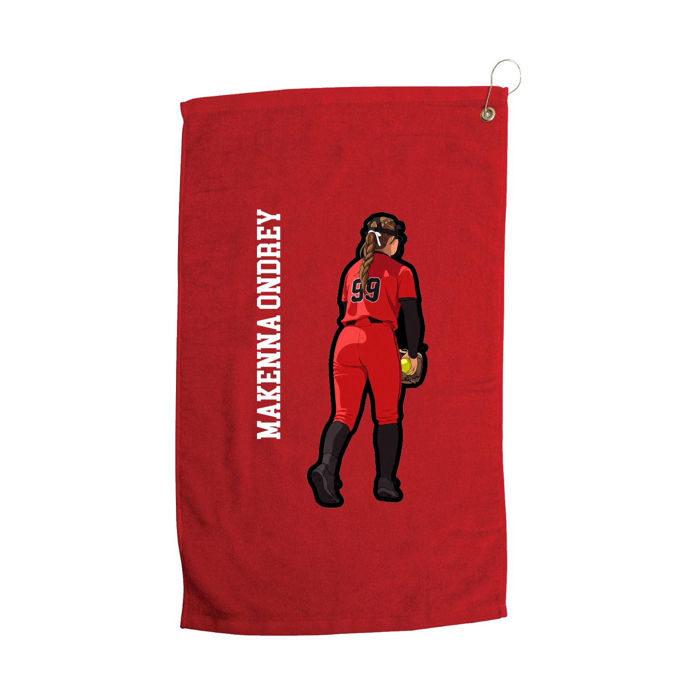 Golf Towel — Name Vertical in Red