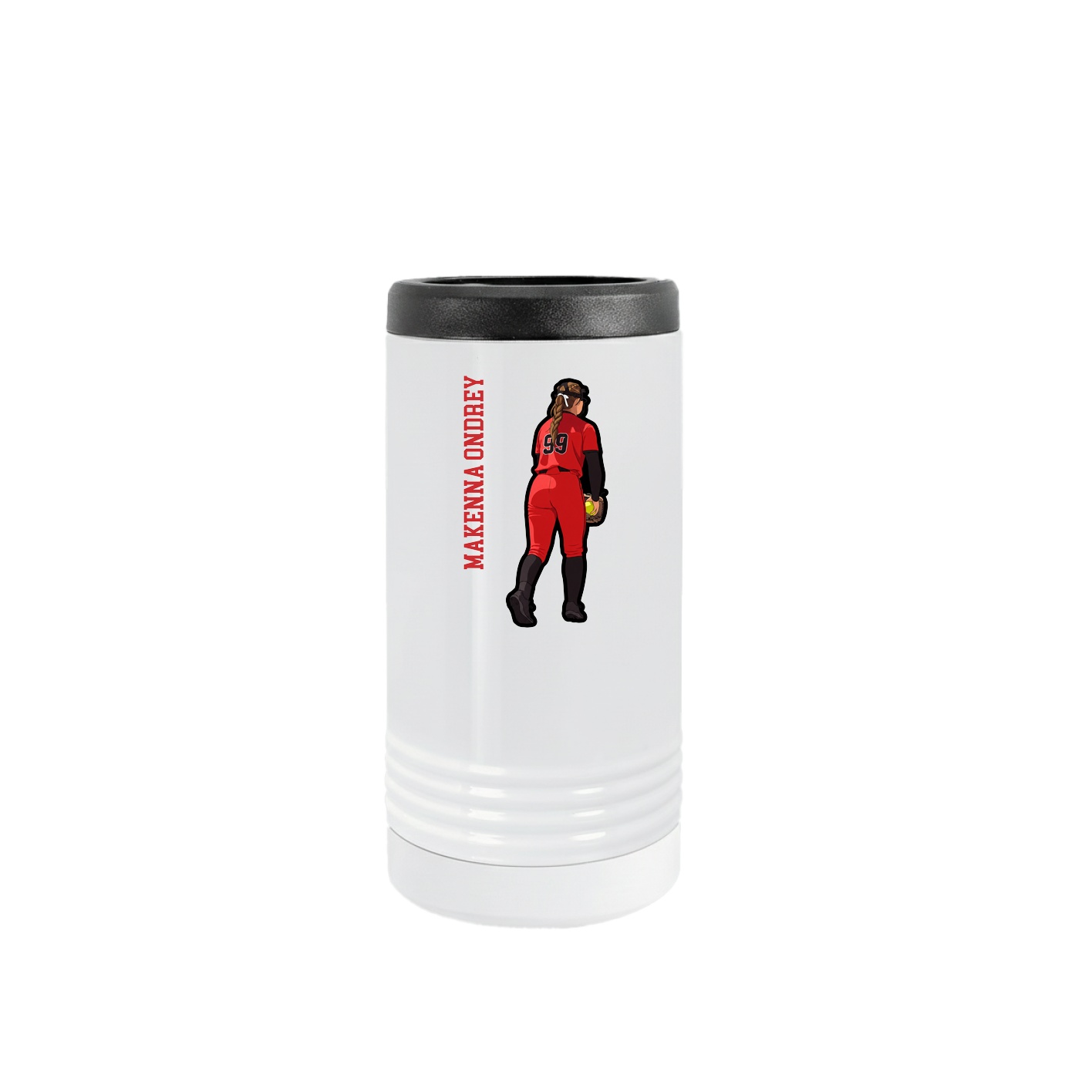 Slim Beverage Holder — Name Vertical in White