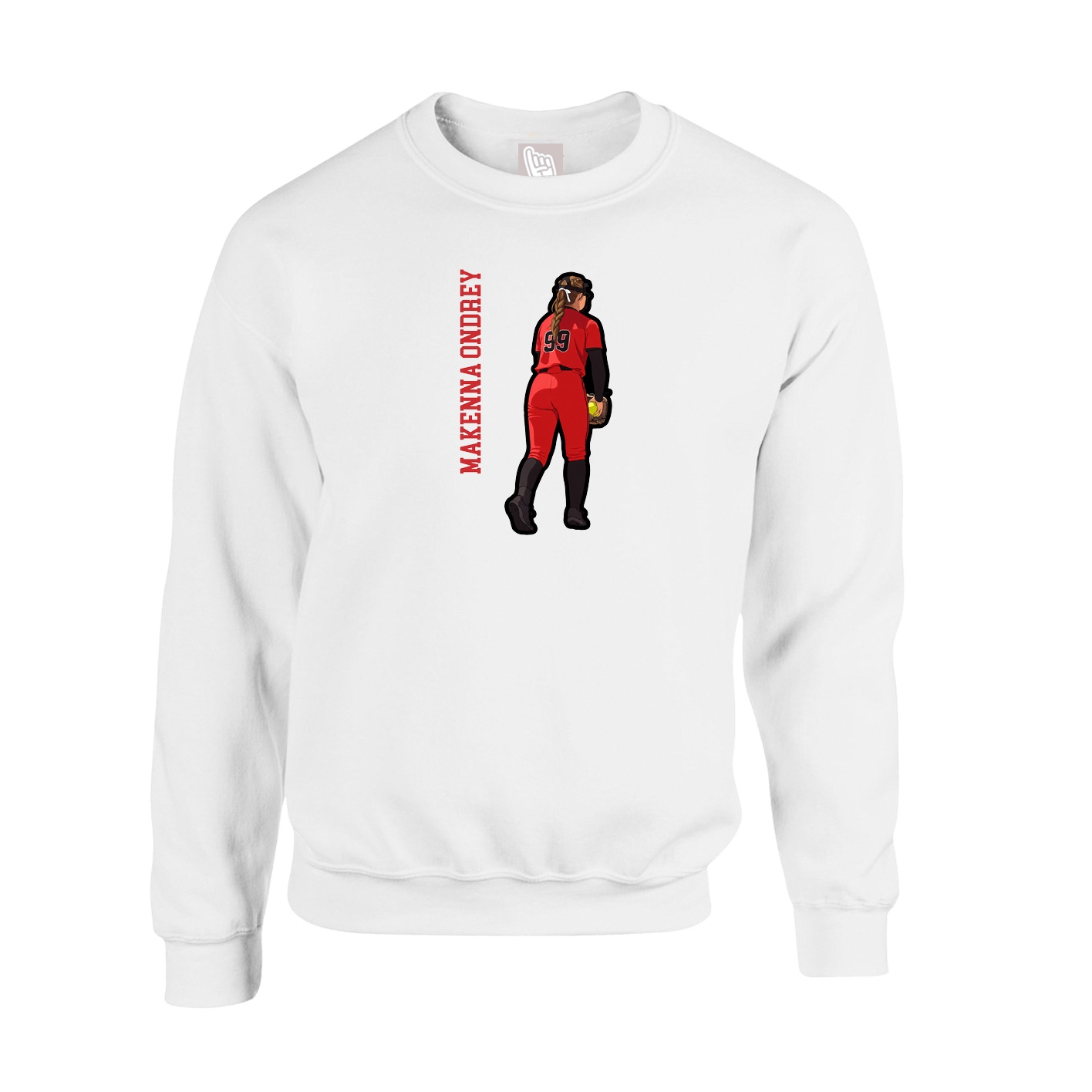 Fleece Crew — Name Vertical in White