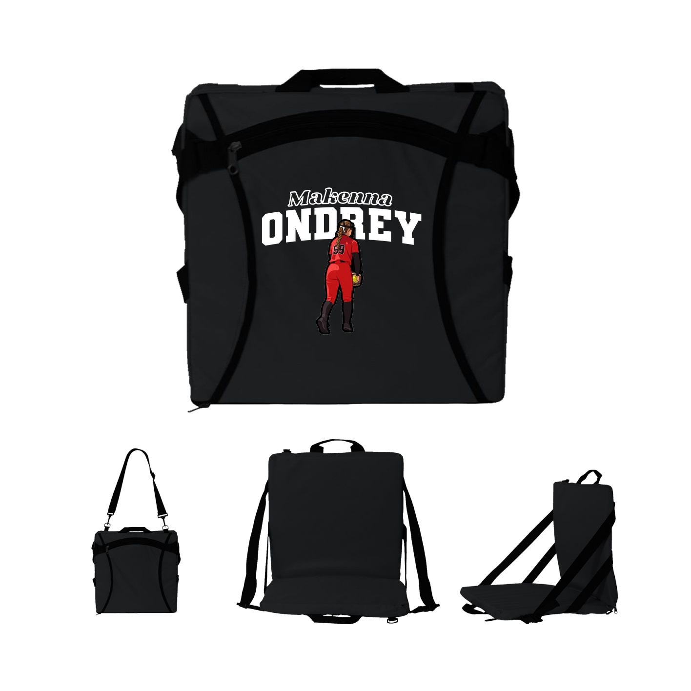Folding Stadium Seat — Name Arch in Black