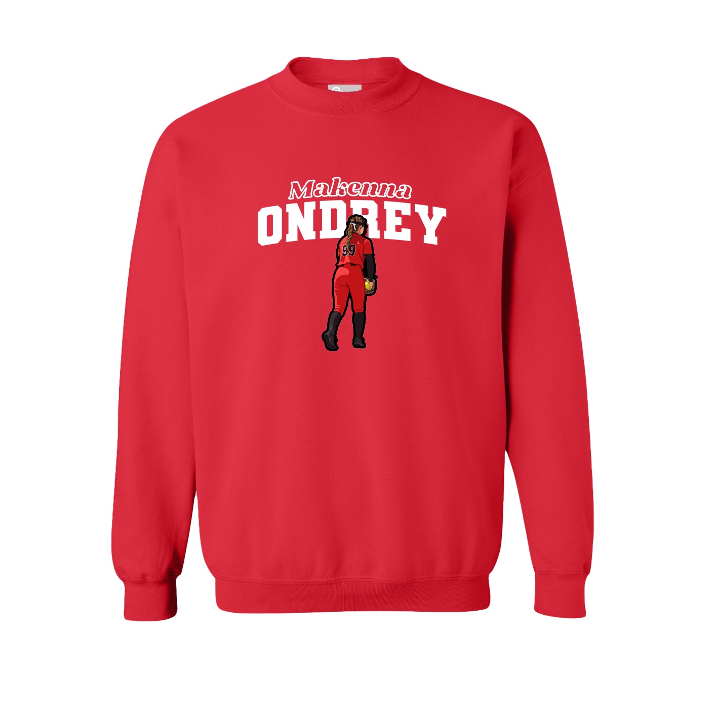 Fleece Crew — Name Arch in Red