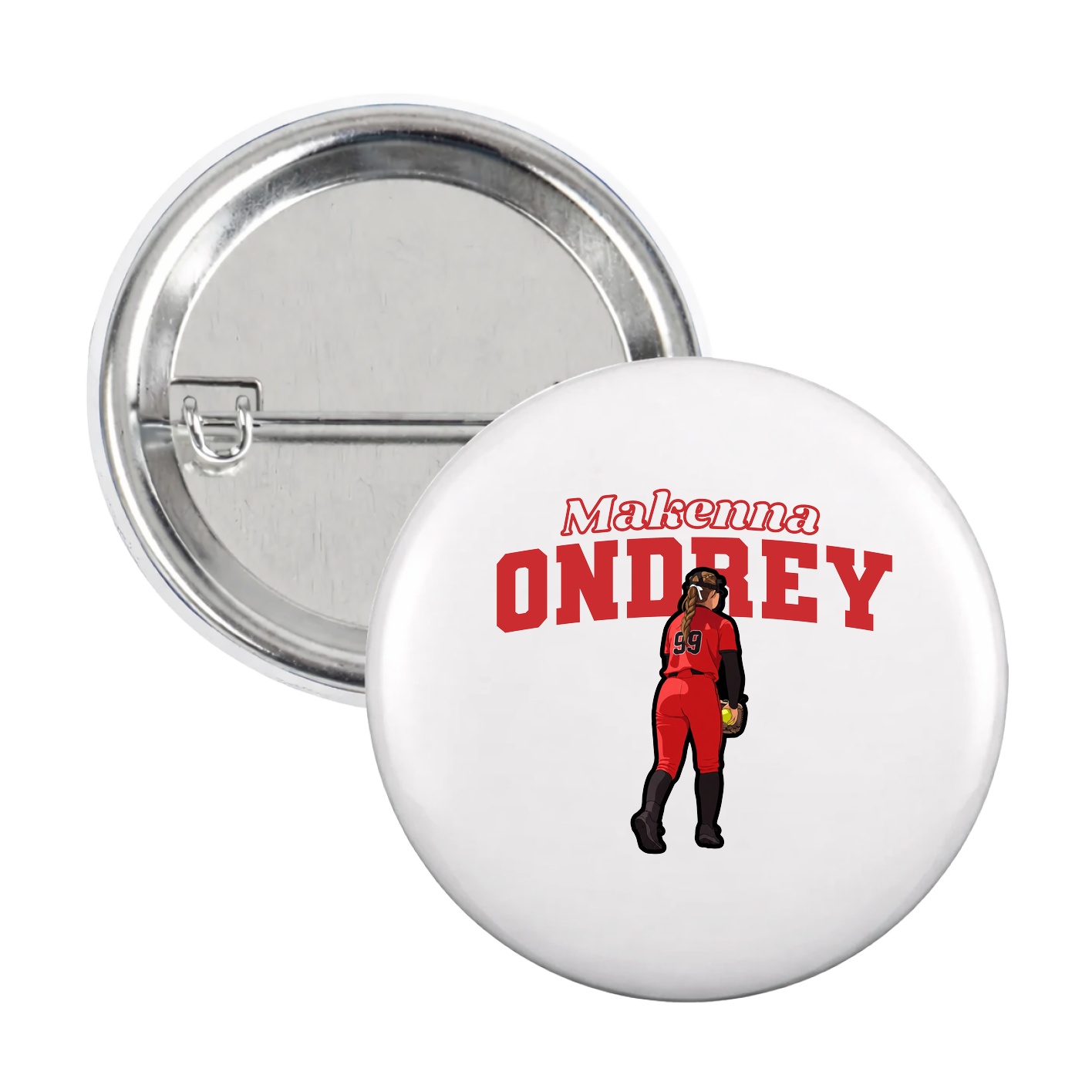 Game Day Button — Name Arch in White