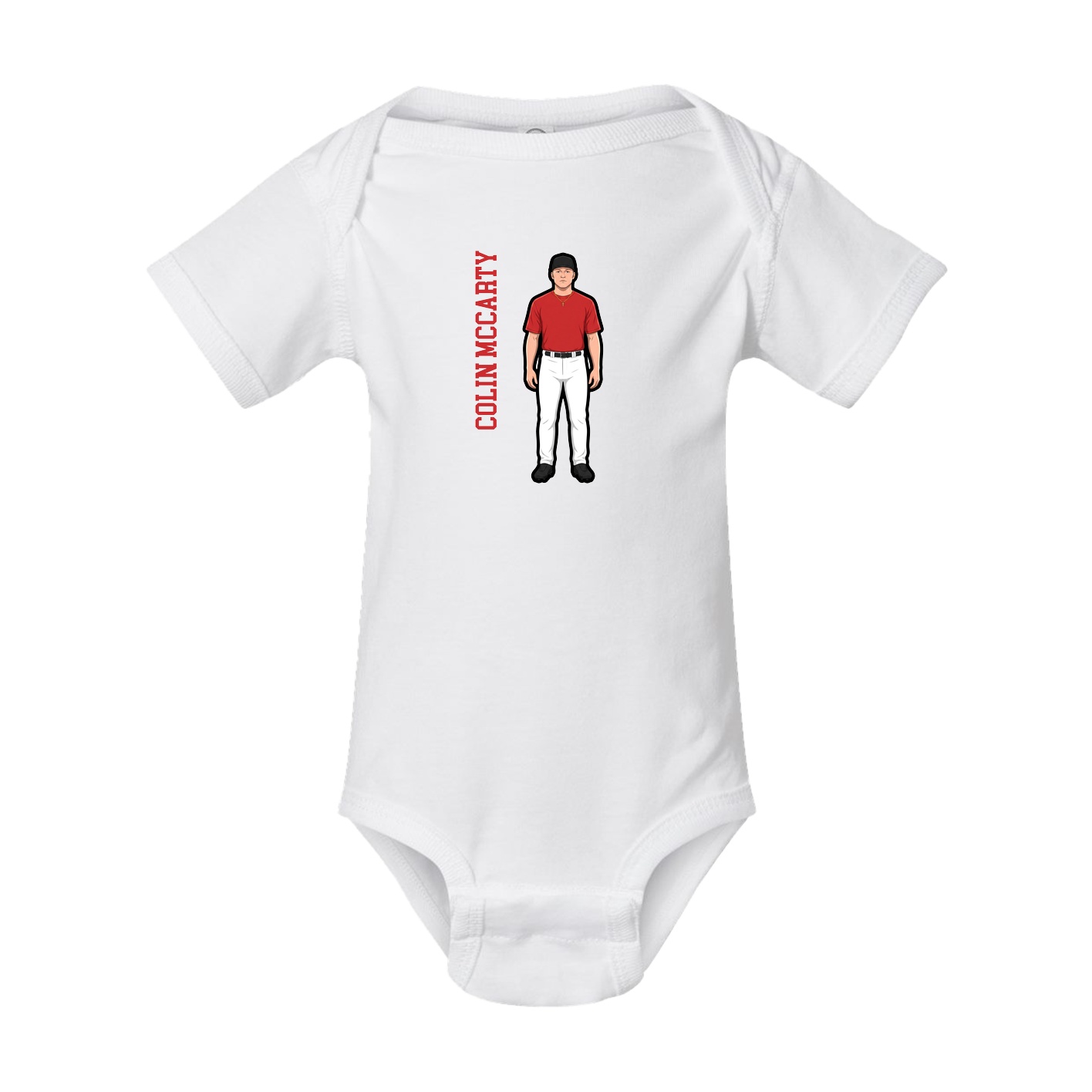 Baby Onesie — Name Vertical in White