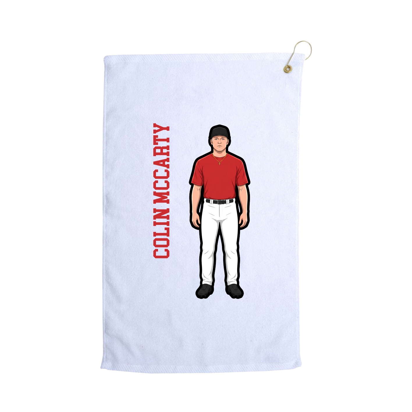 Golf Towel — Name Vertical in White