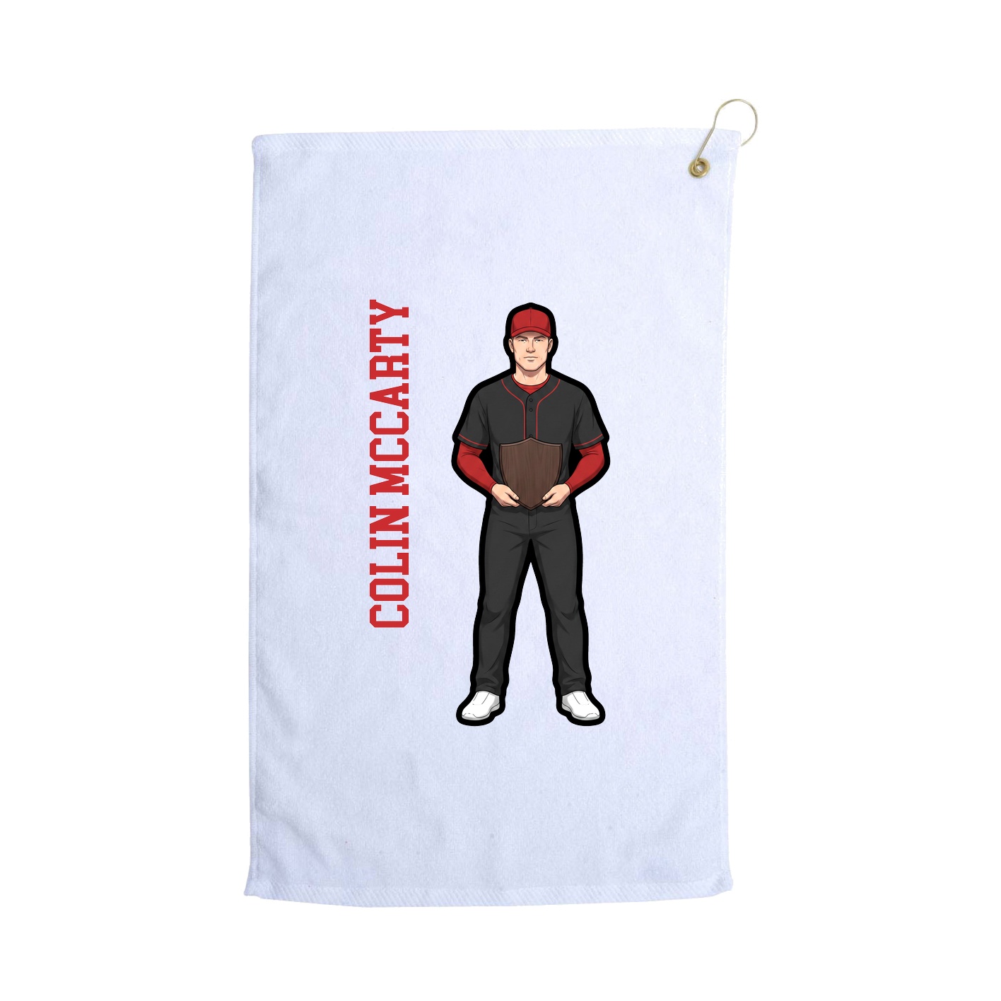 Golf Towel — Name Vertical in White