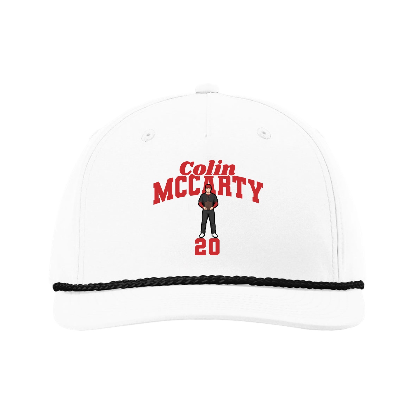 Five-Panel Classic Rope Cap — Signature Arch in White
