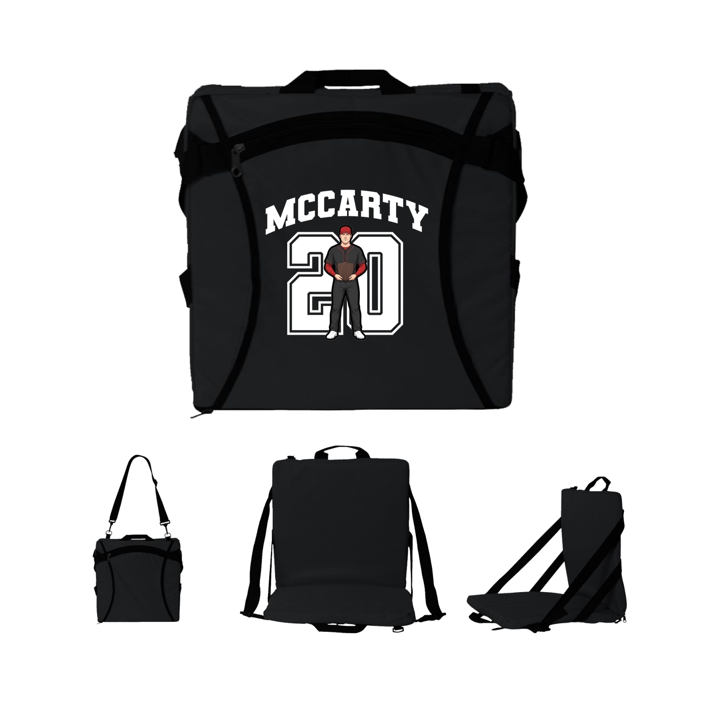 Folding Stadium Seat — Number in Black