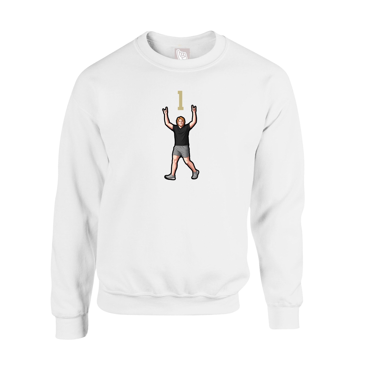 Fleece Crew — Number Top in White