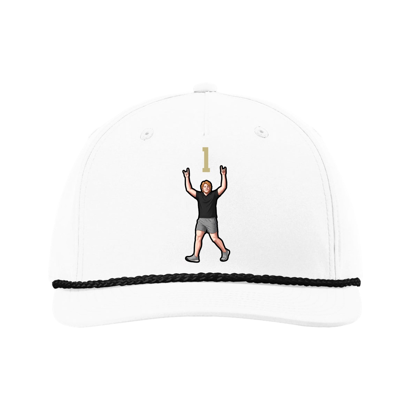 Five-Panel Classic Rope Cap — Number Top in White
