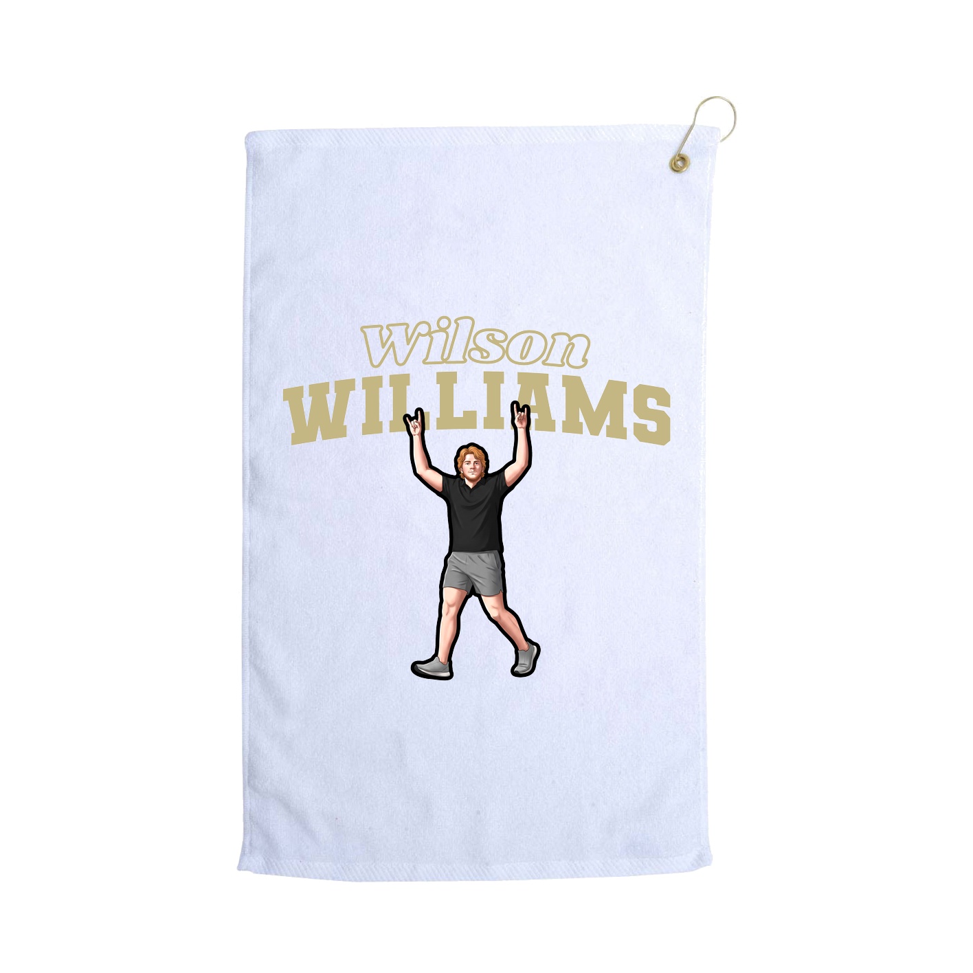 Golf Towel — Name Arch in White
