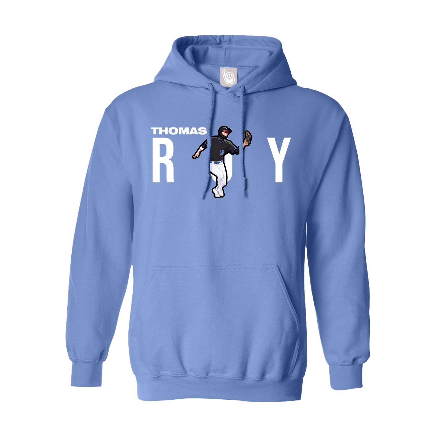 Youth Hoodie — Player Name in Powder Blue