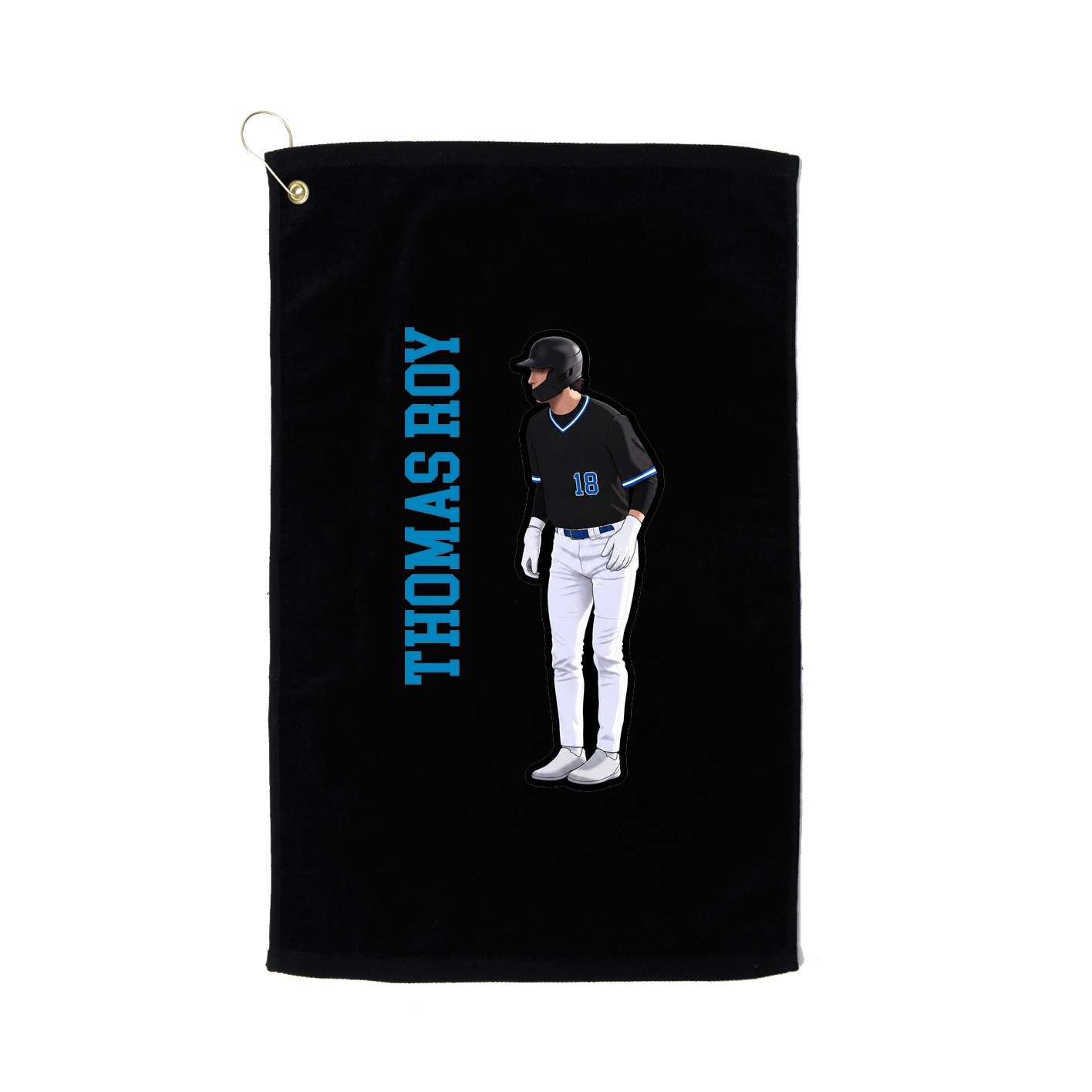 Golf Towel — Name Vertical in Black