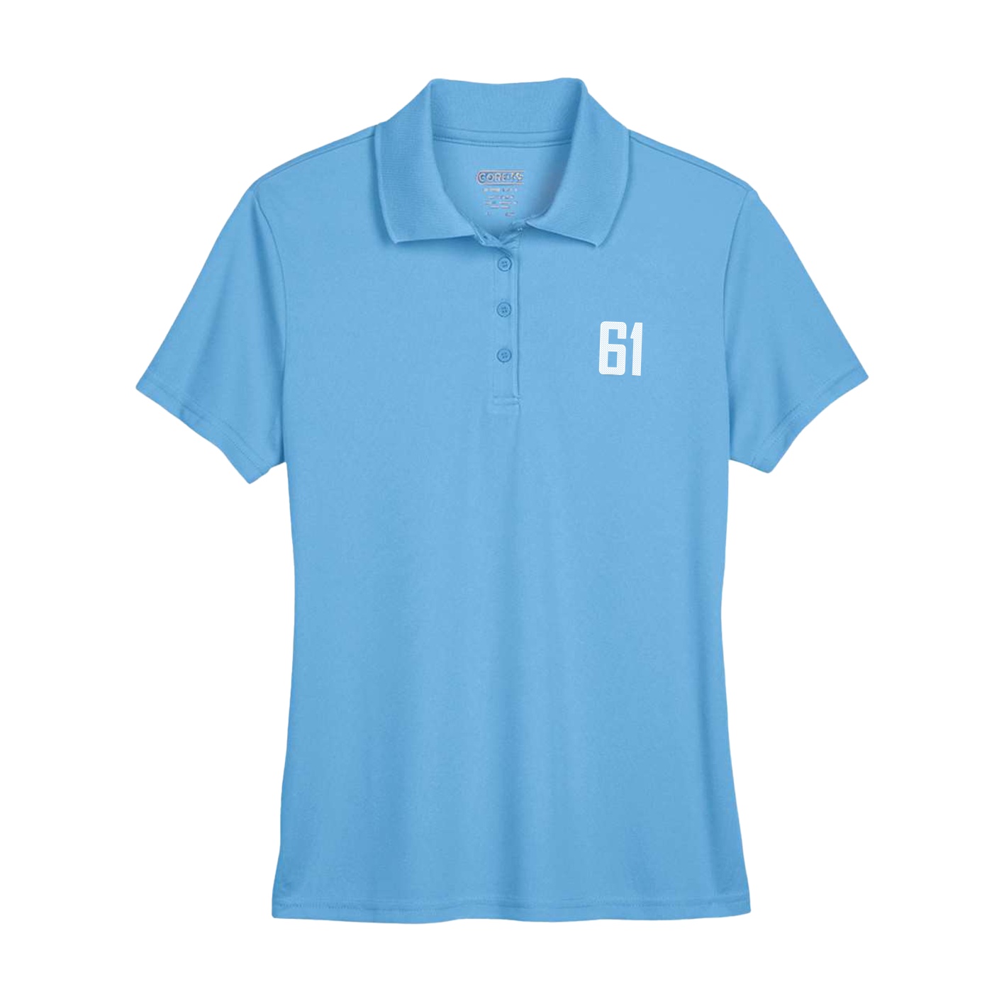 Womens Performance Polo — Front Shirsy in Powder Blue
