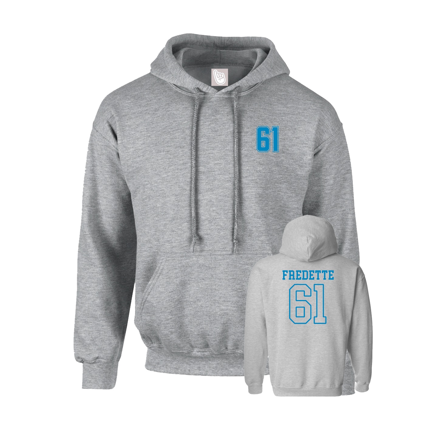 Youth Hoodie — Chest Back in Grey