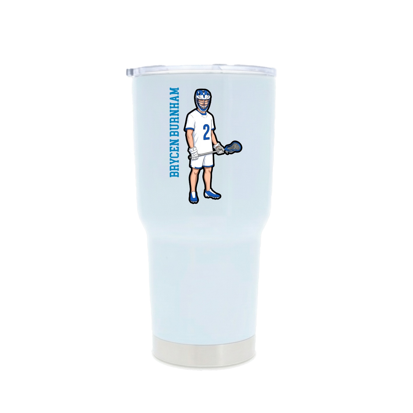 30oz Stainless Steel Tumbler — Name Vertical in White