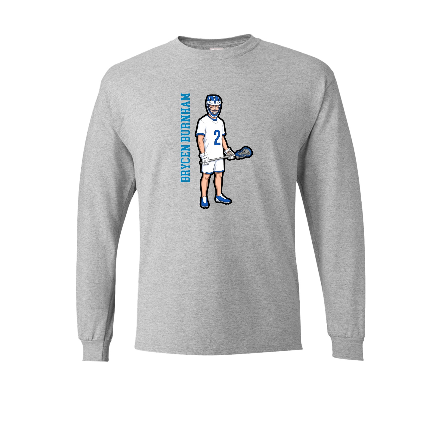 Long Sleeve Tee — Name Vertical in Grey