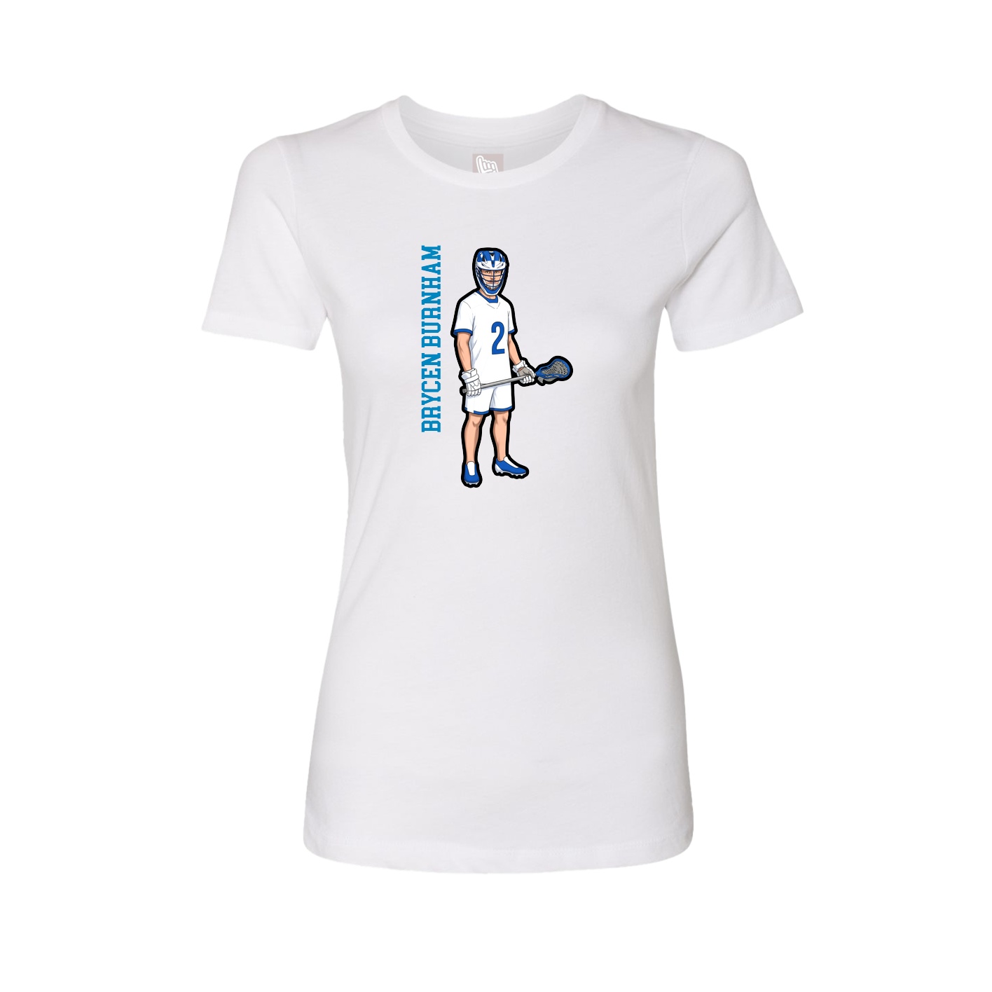 Fitted Women's Tee — Name Vertical in White