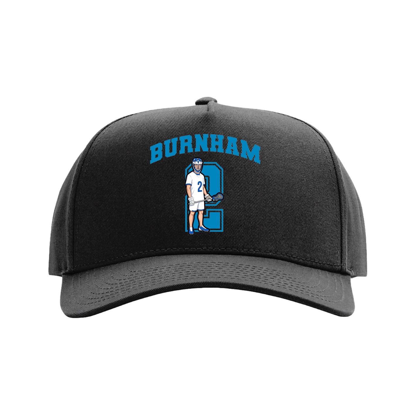 Full Fabric Five-Panel Champ Cap — Number in Black