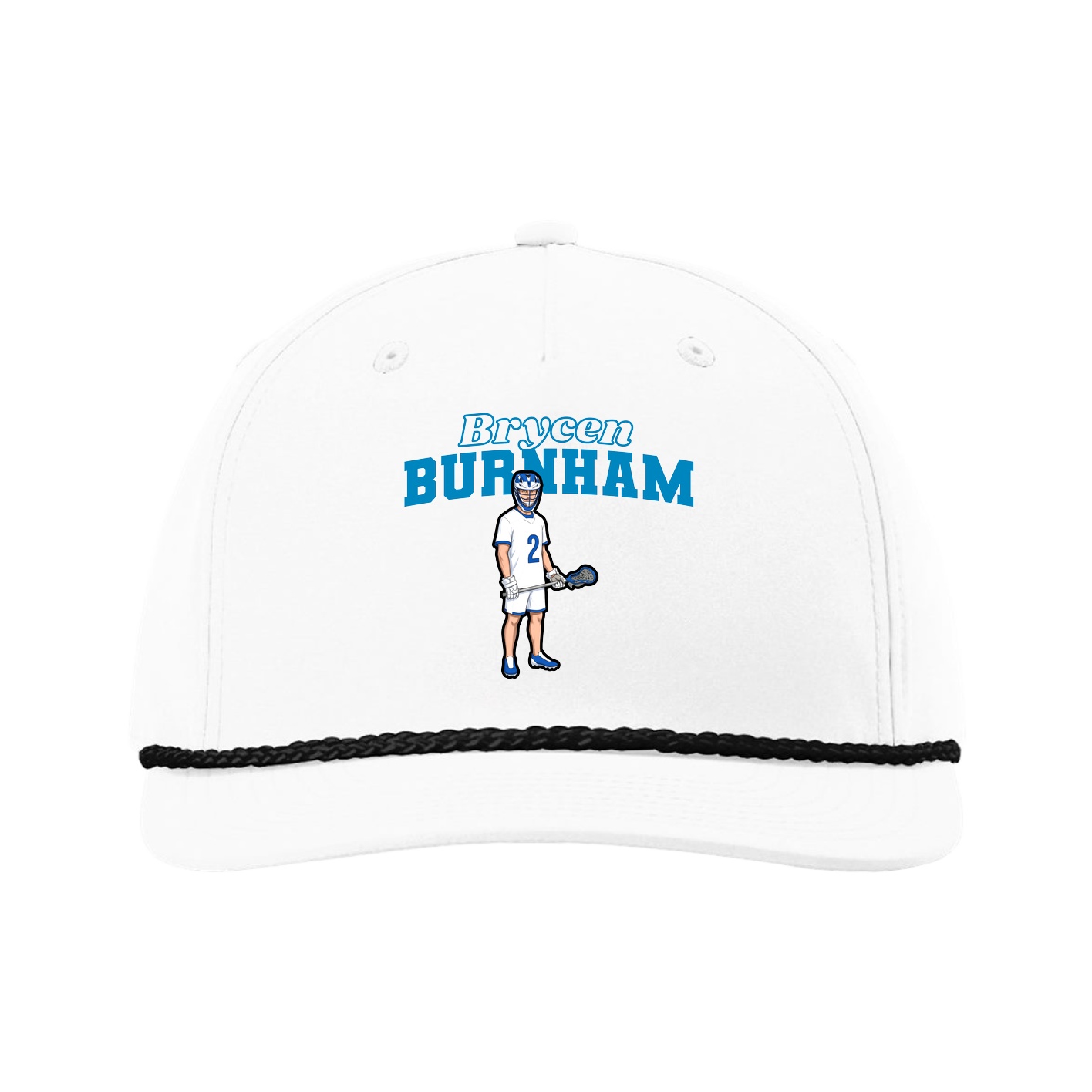 Five-Panel Classic Rope Cap — Name Arch in White