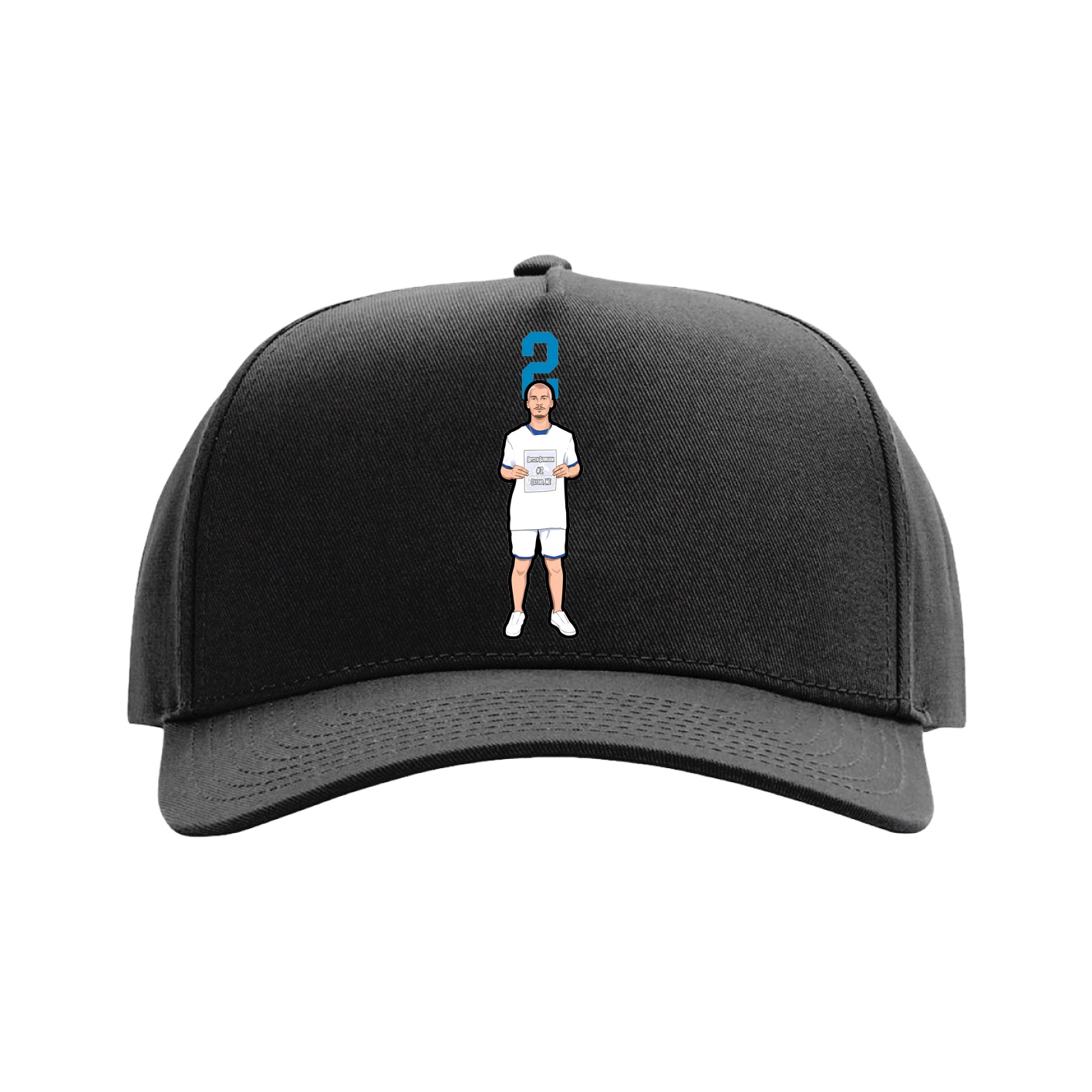 Full Fabric Five-Panel Champ Cap — Number Top in Black