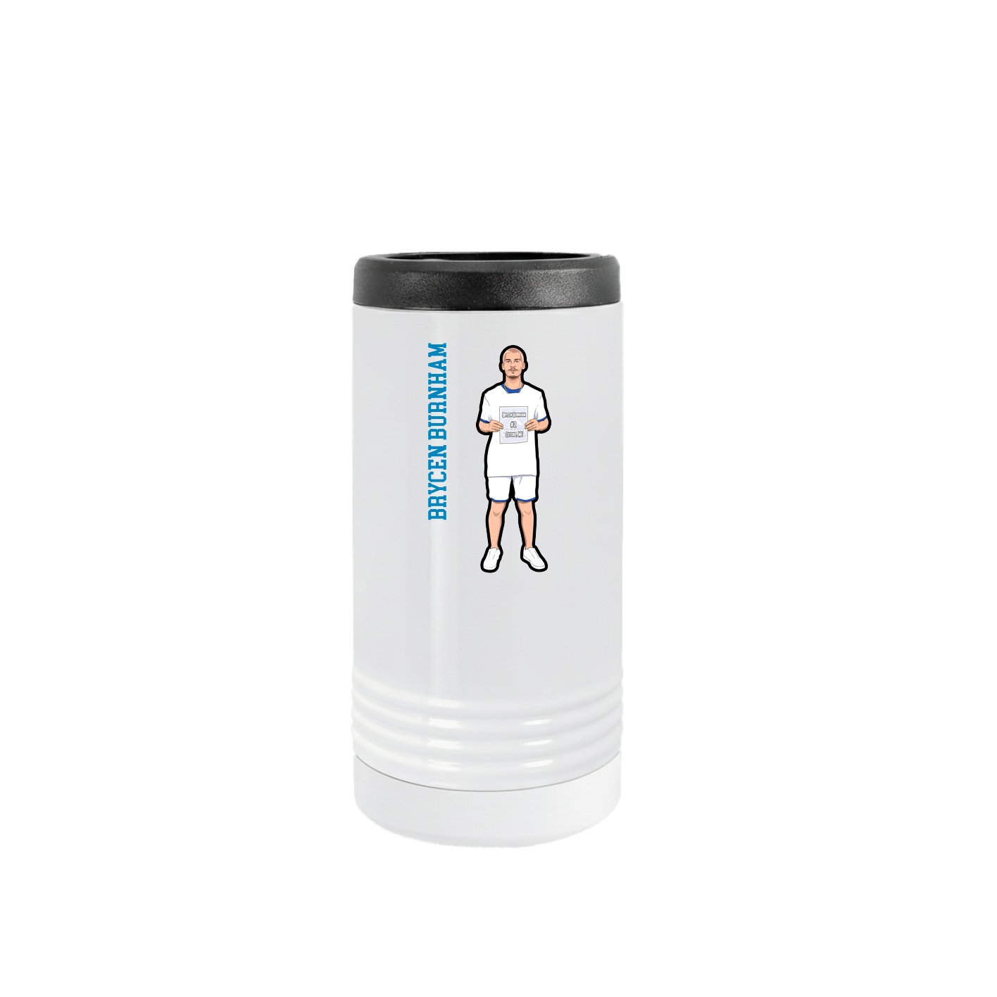 Slim Beverage Holder — Name Vertical in White