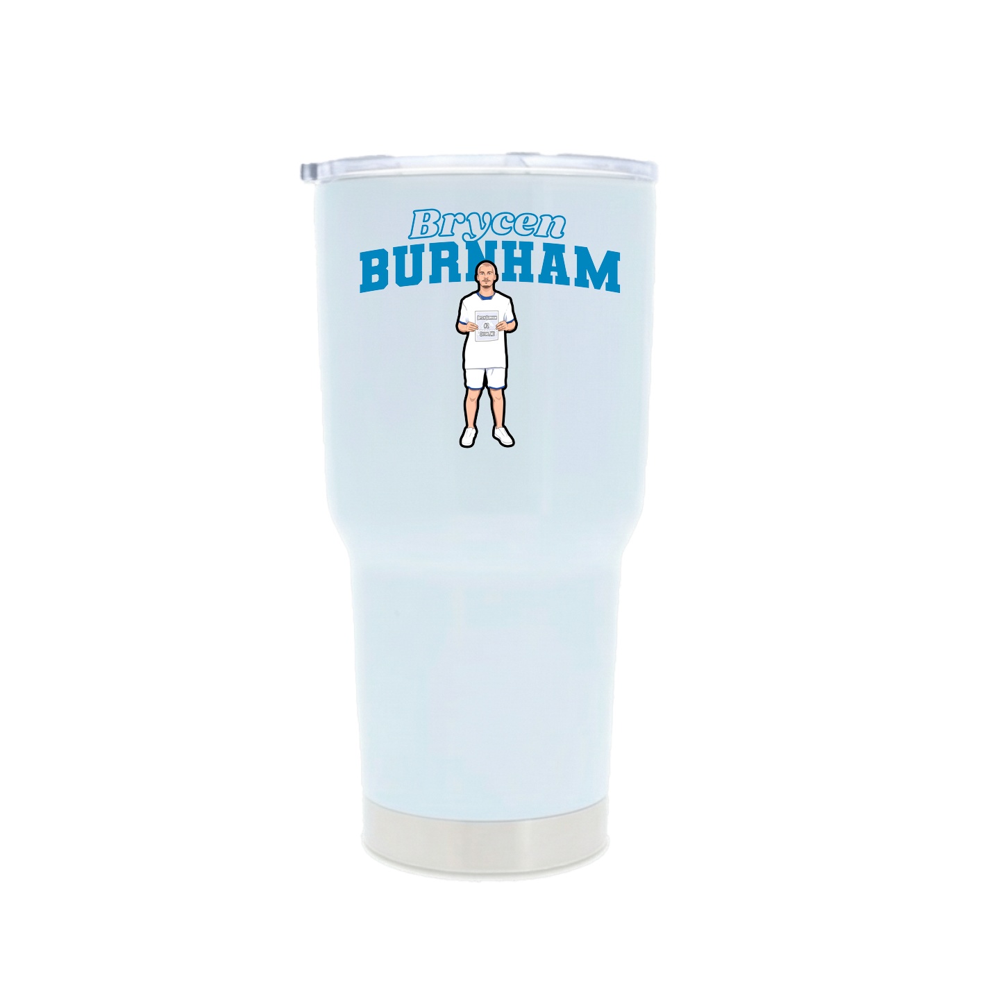 30oz Stainless Steel Tumbler — Name Arch in White