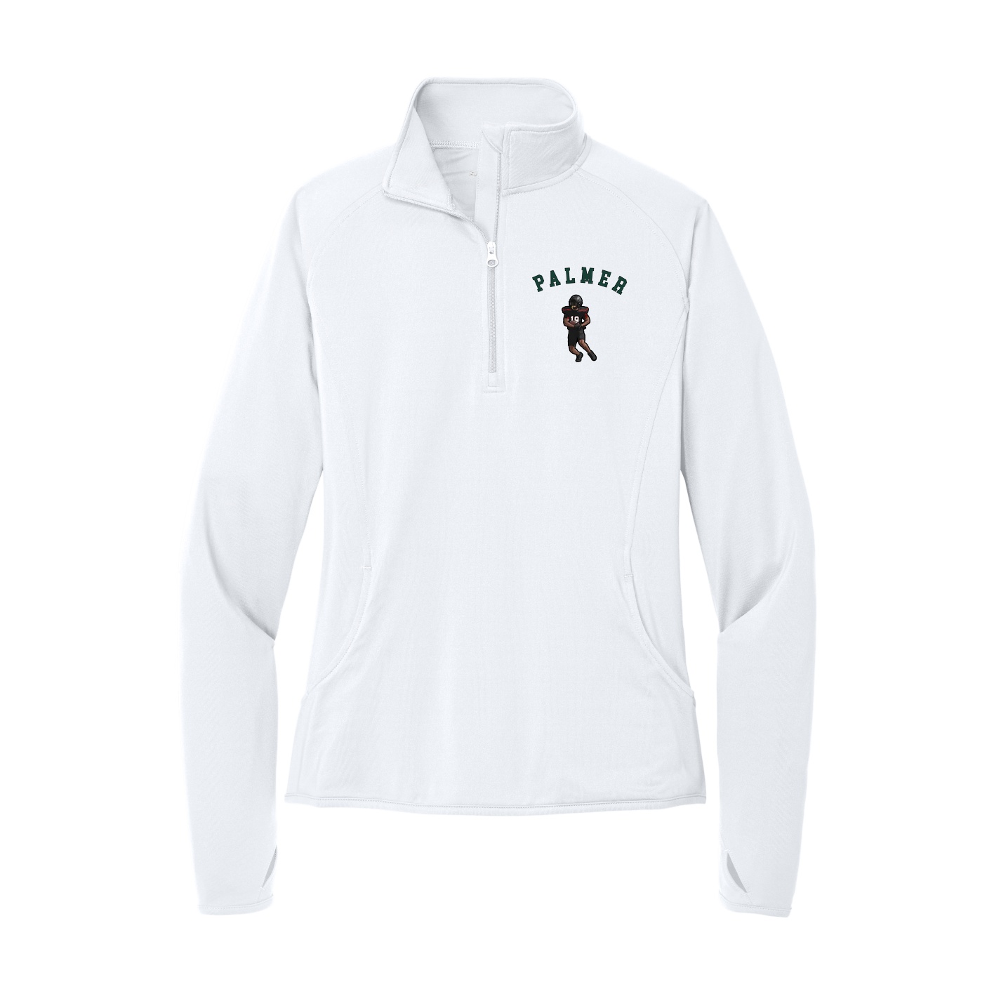 Women's Q-Zip Pullover — Shirsey Arch in White