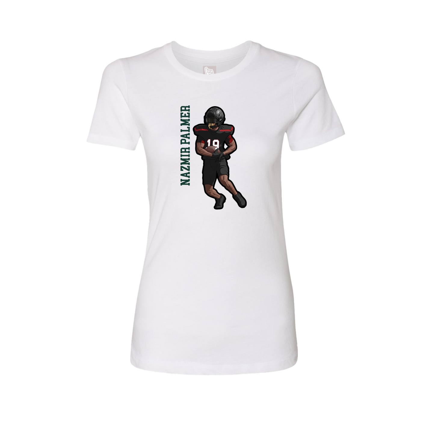 Fitted Women's Tee — Name Vertical in White