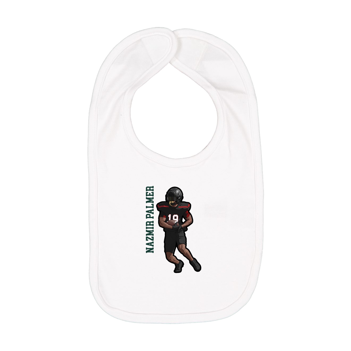 Infant Bib — Name Vertical in White
