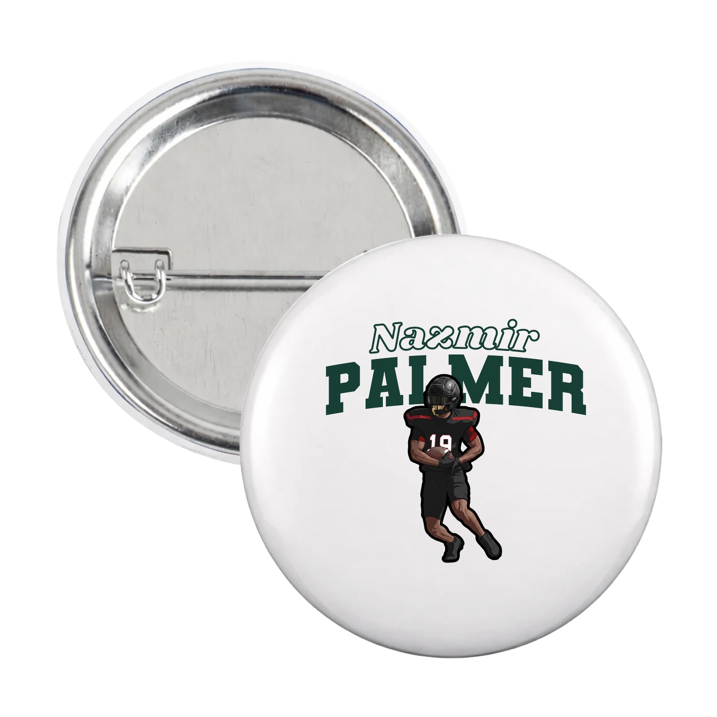 Game Day Button — Name Arch in White